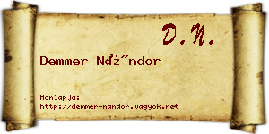 Demmer Nándor névjegykártya